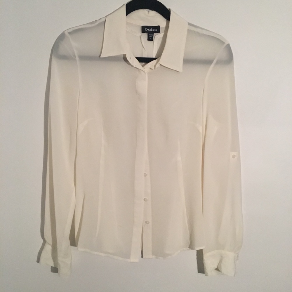 Bebe cream silk top